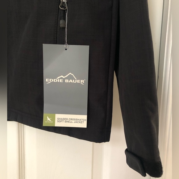 Red Hat Eddie Bauer Men’s Shaded Crosshatch Soft Shell Black Jacket - Picture 4 of 16